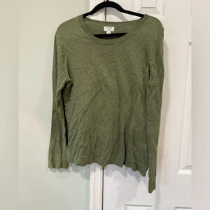 Jcrew Women’s Large Teddie Cotton Sweater green crew neck long sleeve